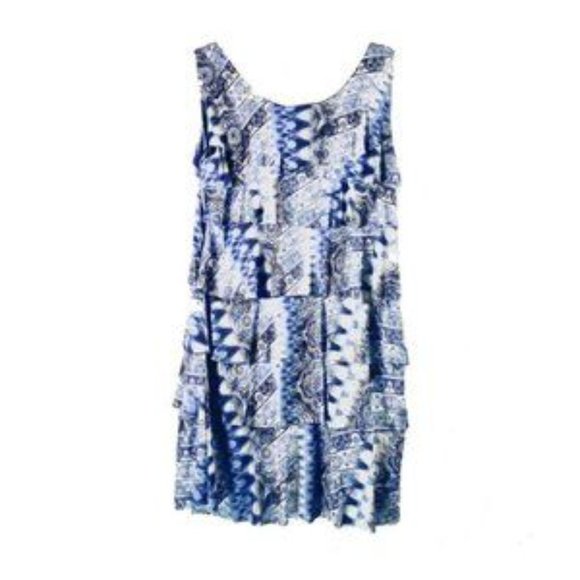 NWT Style&Co Print Ruffle Layer Shift Dress Medium - Picture 4 of 5